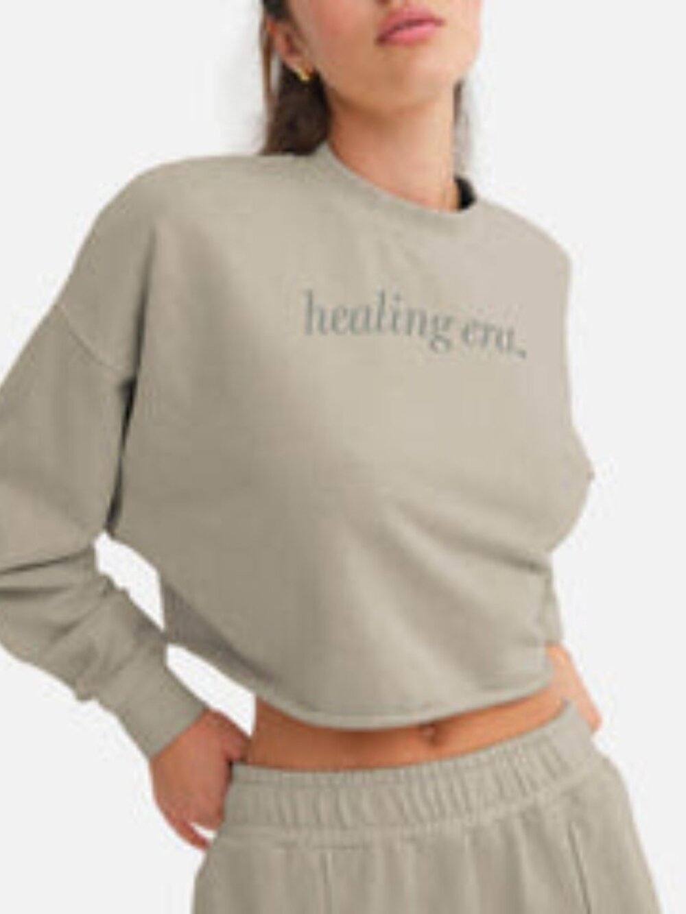 MATE the Label Organic Fleece Cropped Vintage Sweatshirt Tofu Small
